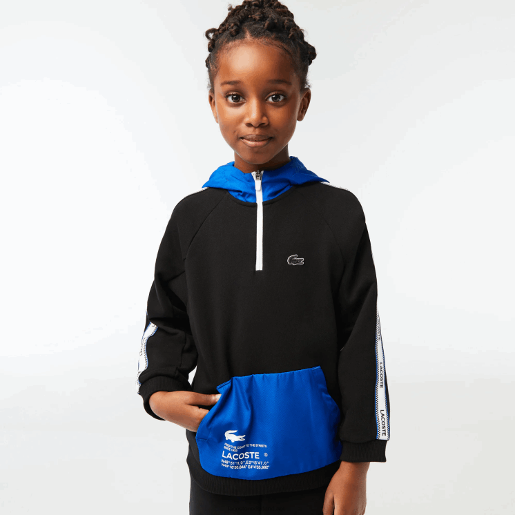 Lacoste Sweatshirt met kangoeroezak en capuchon 0828H3205 zwart blauw 985 kinderen