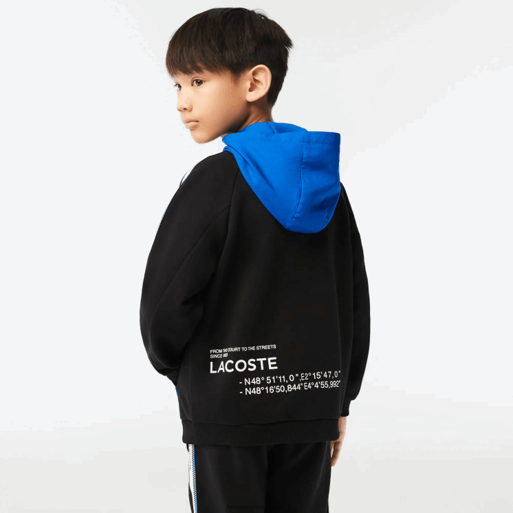 Lacoste Sweatshirt met kangoeroezak en capuchon 0828H3205 zwart blauw 985 kinderen
