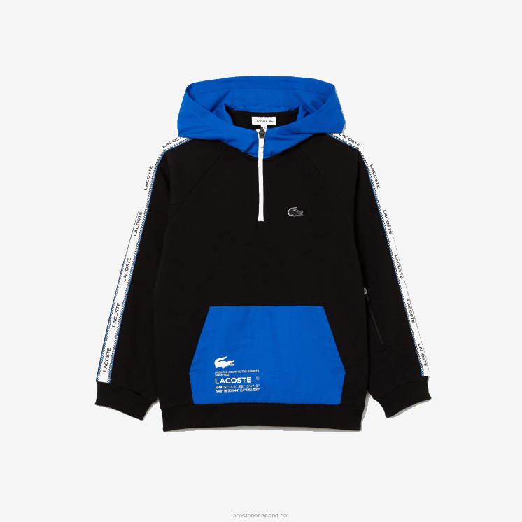 Lacoste Sweatshirt met kangoeroezak en capuchon 0828H3205 zwart blauw 985 kinderen
