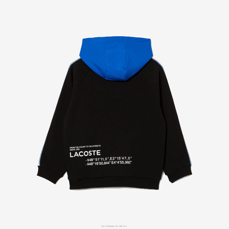 Lacoste Sweatshirt met kangoeroezak en capuchon 0828H3205 zwart blauw 985 kinderen