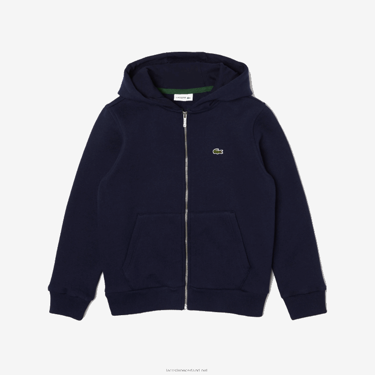 Lacoste Sweatshirt met kangoeroezak en capuchon met rits 0828H3189 marineblauw 166 kinderen
