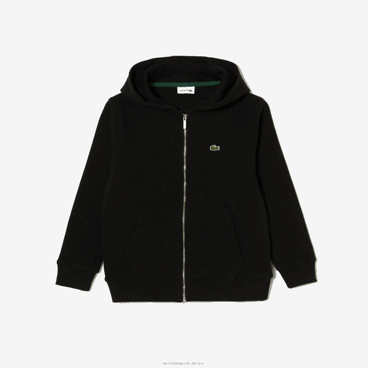 Lacoste Sweatshirt met kangoeroezak en capuchon met rits 0828H3190 zwart 031 kinderen
