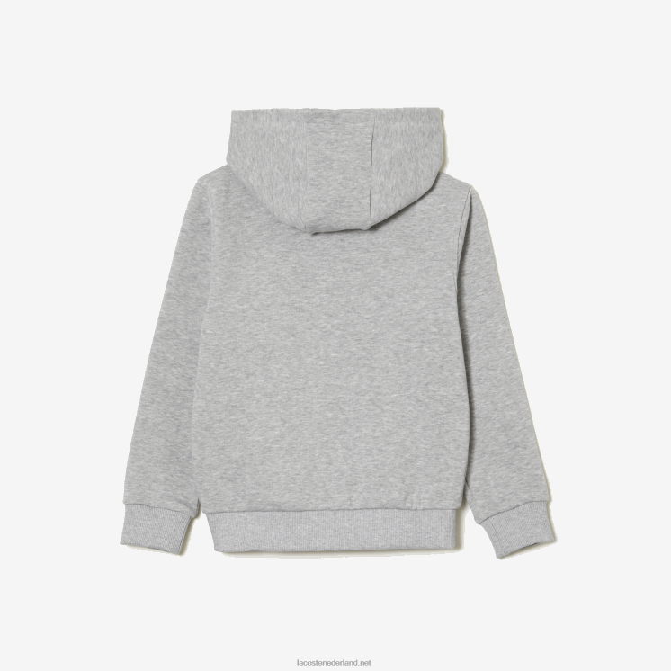 Lacoste Sweatshirt met kangoeroezak en capuchon met rits 0828H3191 grijze chine ca kinderen
