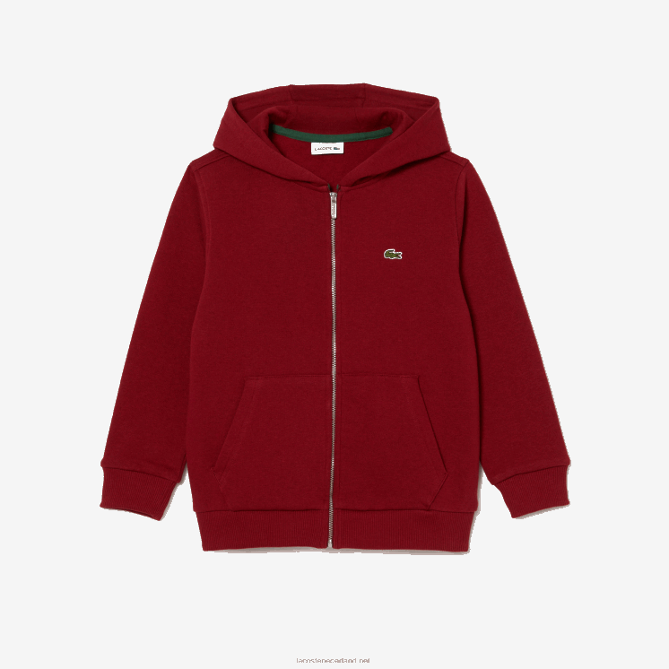 Lacoste Sweatshirt met kangoeroezak en capuchon met rits 0828H3192 bordeaux ja kinderen