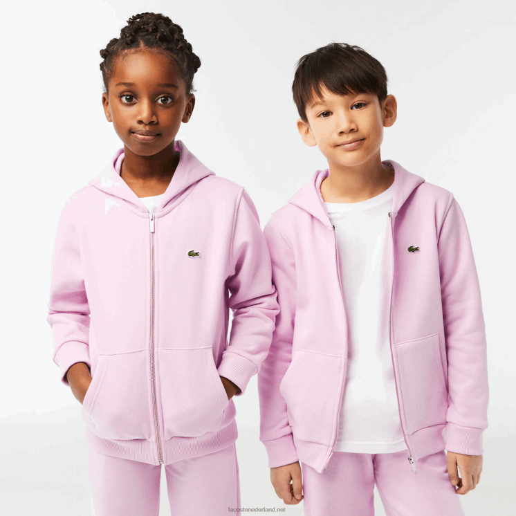 Lacoste Sweatshirt met kangoeroezak en capuchon met rits 0828H3252 roze z4h kinderen