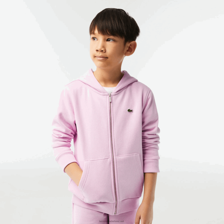 Lacoste Sweatshirt met kangoeroezak en capuchon met rits 0828H3252 roze z4h kinderen