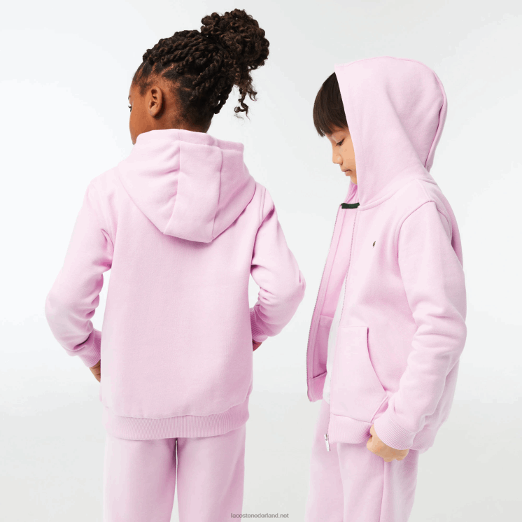 Lacoste Sweatshirt met kangoeroezak en capuchon met rits 0828H3252 roze z4h kinderen