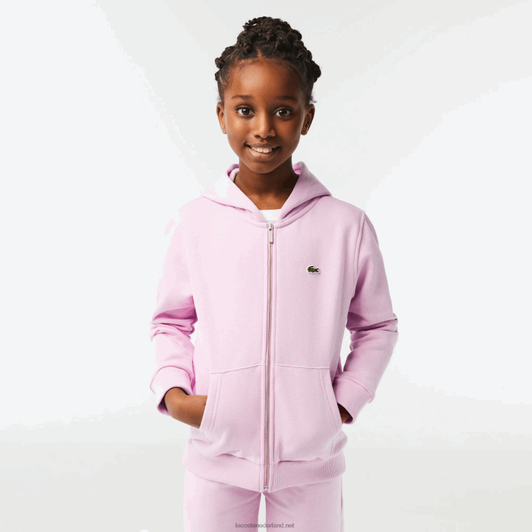 Lacoste Sweatshirt met kangoeroezak en capuchon met rits 0828H3252 roze z4h kinderen