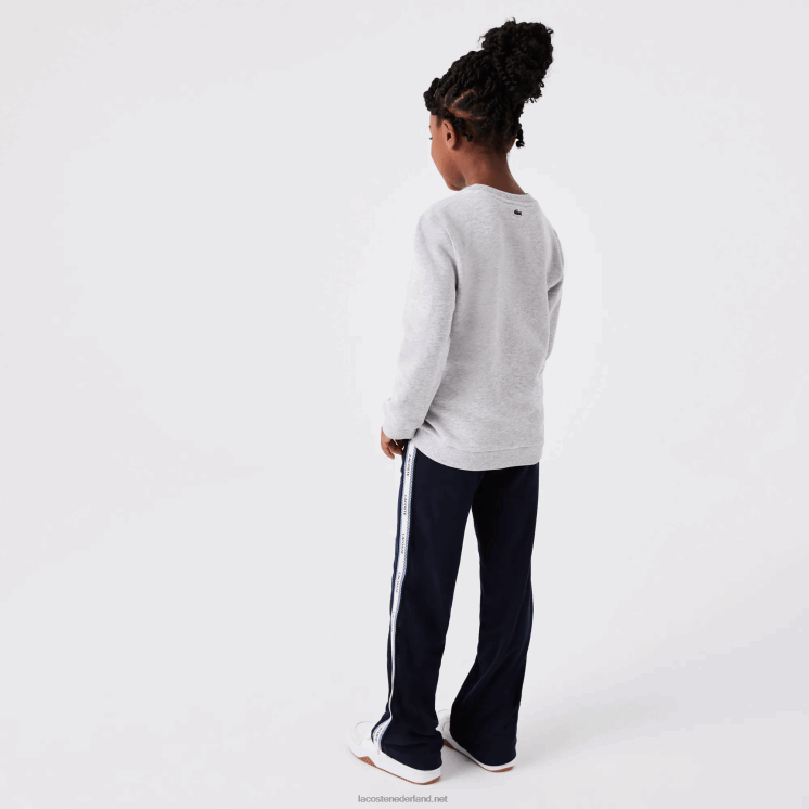 Lacoste Sweatshirt met ronde hals en krokodillenprint 0828H3230 grijze chine ca kinderen