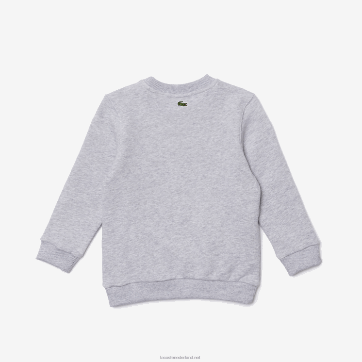Lacoste Sweatshirt met ronde hals en krokodillenprint 0828H3230 grijze chine ca kinderen
