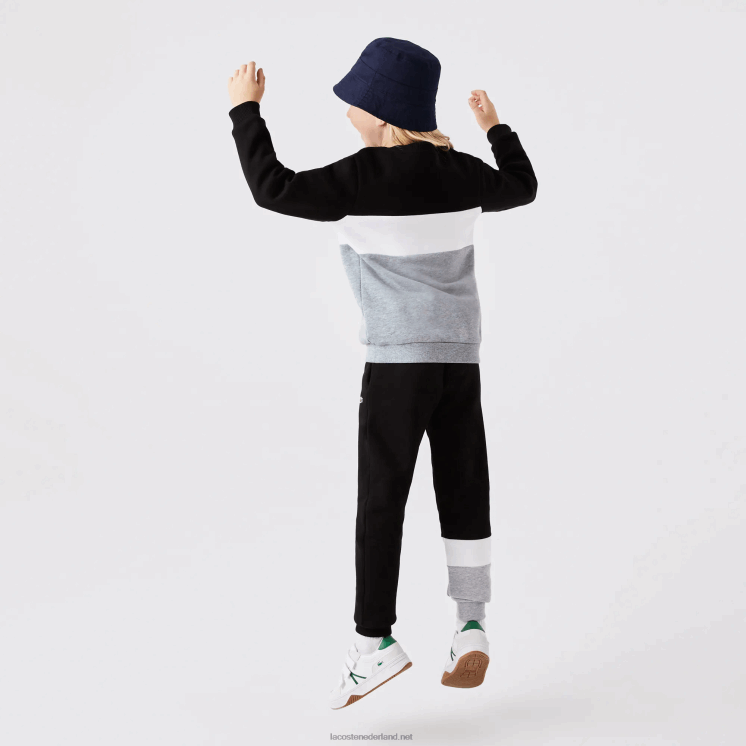 Lacoste Sweatshirt met ronde hals en merklogo 0828H3236 zwart wit grijs chine nua kinderen