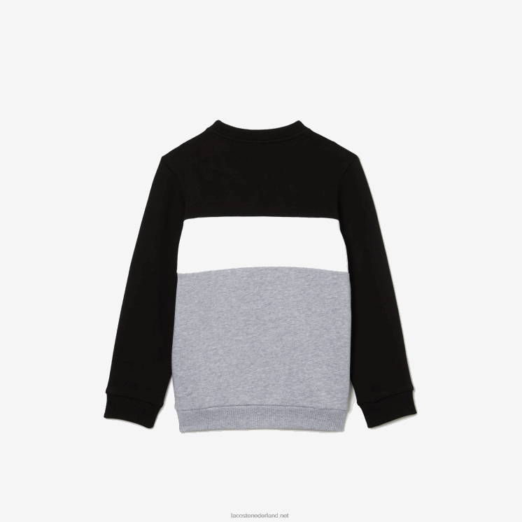 Lacoste Sweatshirt met ronde hals en merklogo 0828H3236 zwart wit grijs chine nua kinderen