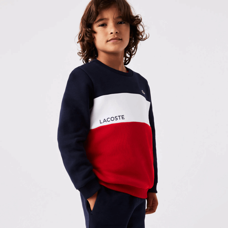 Lacoste Sweatshirt met ronde hals en merklogo 0828H3237 marineblauw wit rood wet kinderen