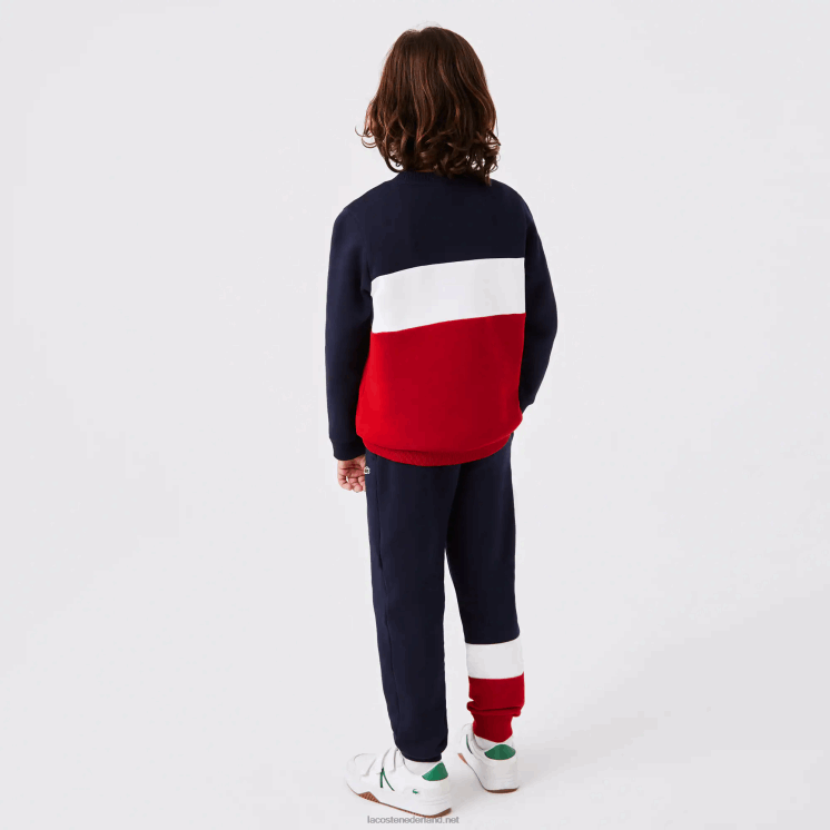 Lacoste Sweatshirt met ronde hals en merklogo 0828H3237 marineblauw wit rood wet kinderen