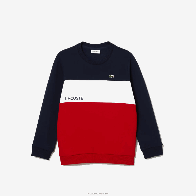Lacoste Sweatshirt met ronde hals en merklogo 0828H3237 marineblauw wit rood wet kinderen