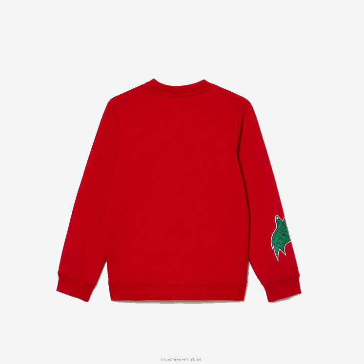 Lacoste Sweatshirt van biologisch katoen met stripprint 0828H3193 rood 240 kinderen