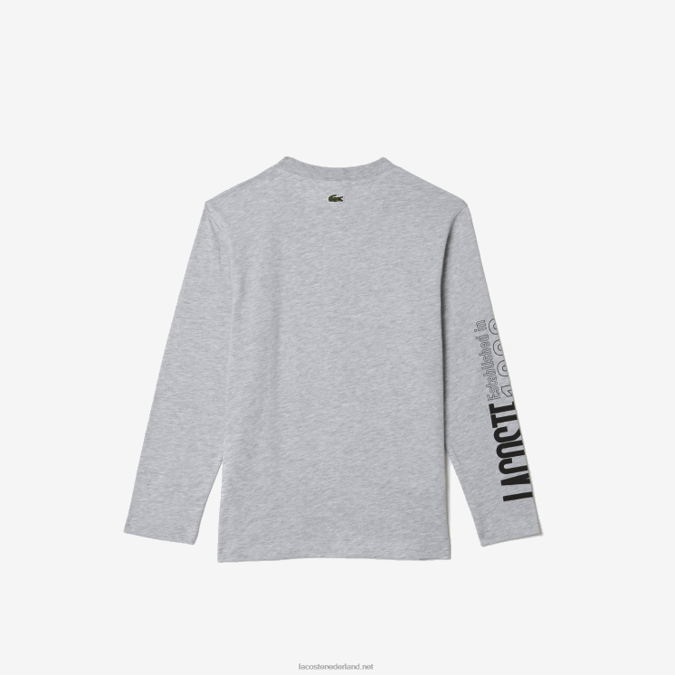 Lacoste T-shirt met krokodillenprint 0828H3159 grijze chine ca jongens