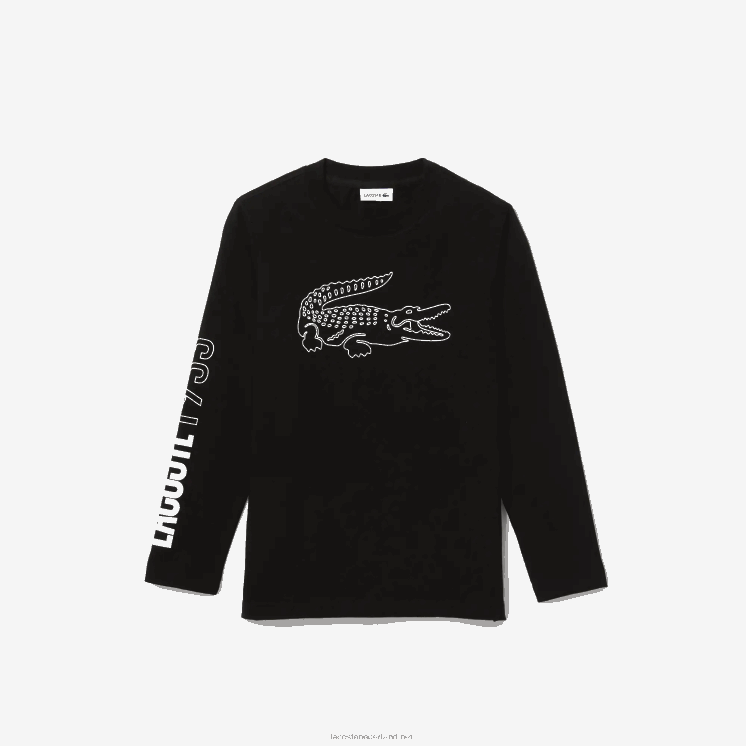 Lacoste T-shirt met krokodillenprint 0828H3160 zwart 031 jongens