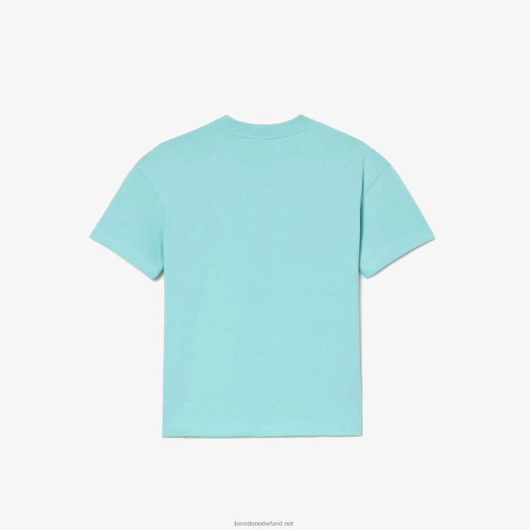 Lacoste T-shirt met merknaam van jersey van biologisch katoen 0828H3039 lichtgroen wit y7i kinderen