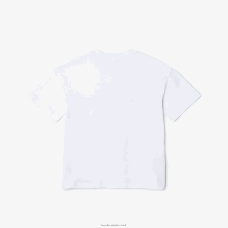 Lacoste T-shirt met merknaam van jersey van biologisch katoen 0828H3040 witte sbh kinderen