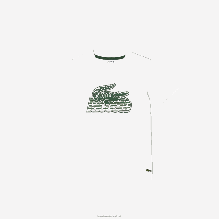 Lacoste T-shirt van biologisch katoen met contrasterende print 0828H3006 wit 70v kinderen
