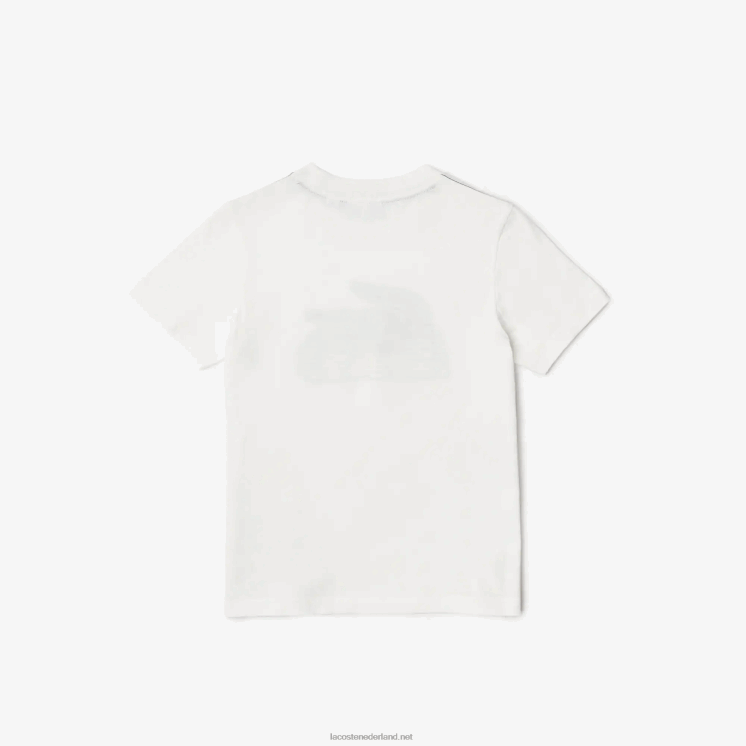 Lacoste T-shirt van biologisch katoen met contrasterende print 0828H3006 wit 70v kinderen