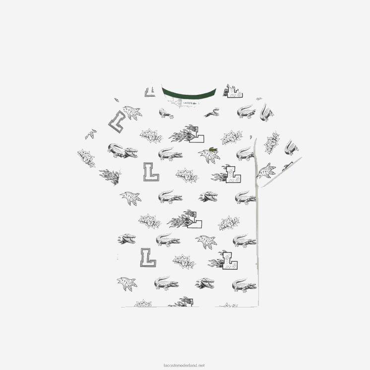 Lacoste T-shirt van biologisch katoen met op maat gemaakte print 0828H3136 wit 001 kinderen