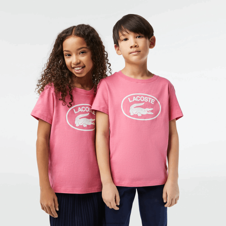 Lacoste T-shirt van katoenen jersey met contrasterend merk 0828H3029 roze 2r3 kinderen