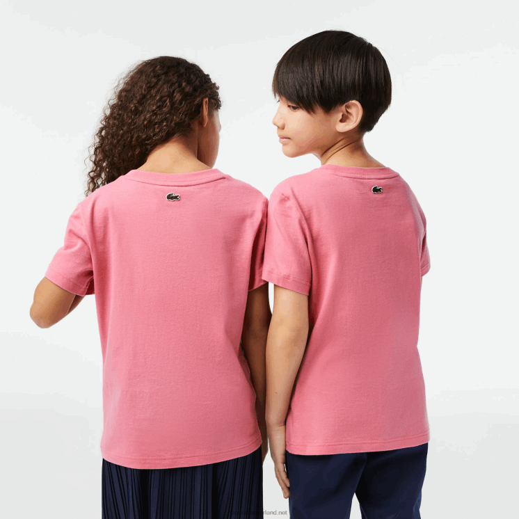 Lacoste T-shirt van katoenen jersey met contrasterend merk 0828H3029 roze 2r3 kinderen
