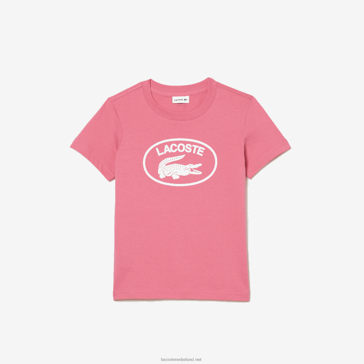 Lacoste T-shirt van katoenen jersey met contrasterend merk 0828H3029 roze 2r3 kinderen