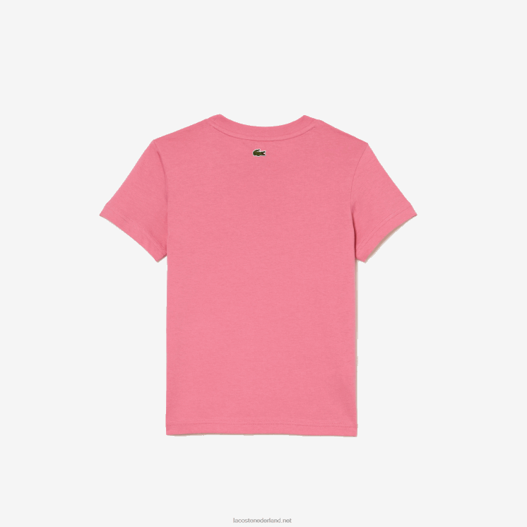 Lacoste T-shirt van katoenen jersey met contrasterend merk 0828H3029 roze 2r3 kinderen