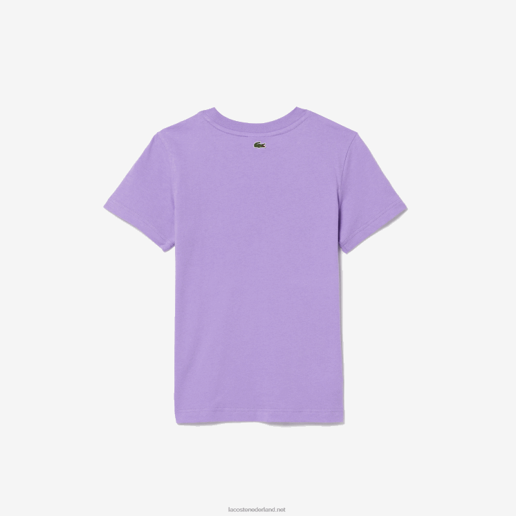 Lacoste T-shirt van katoenen jersey met contrasterend merk 0828H3031 paarse gfu kinderen