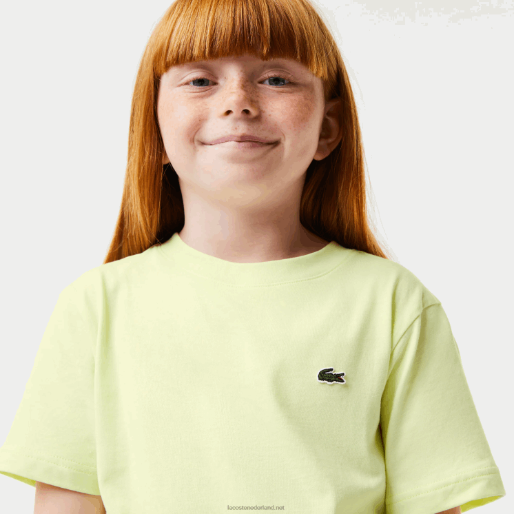 Lacoste T-shirt van katoenen jersey met krokodillenprint 0828H3161 geel 6gd kinderen