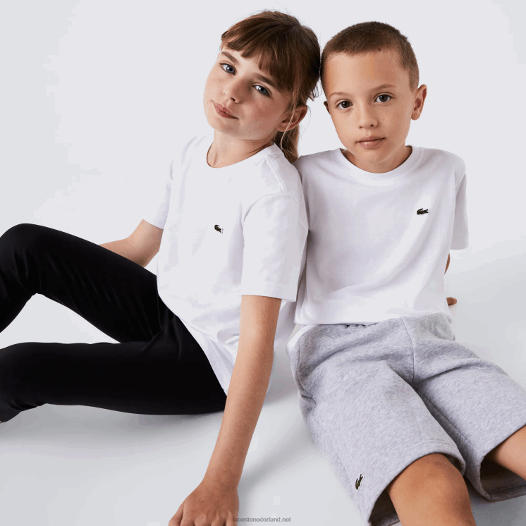 Lacoste T-shirt van katoenen jersey met ronde hals 0828H2996 wit 001 kinderen