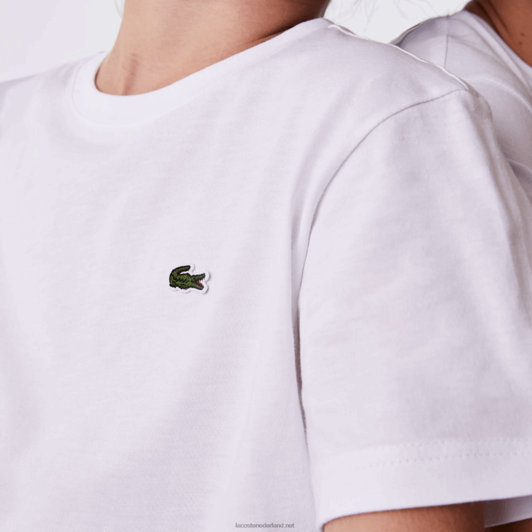 Lacoste T-shirt van katoenen jersey met ronde hals 0828H2996 wit 001 kinderen
