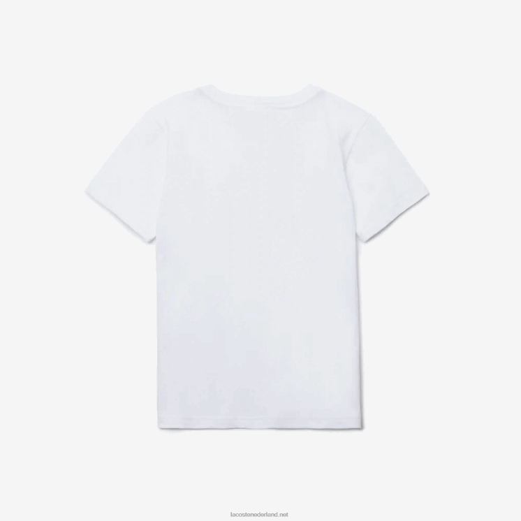 Lacoste T-shirt van katoenen jersey met ronde hals 0828H2996 wit 001 kinderen