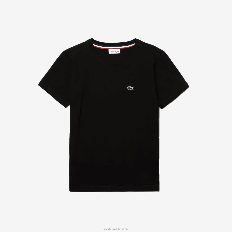 Lacoste T-shirt van katoenen jersey met ronde hals 0828H2997 zwart 031 kinderen