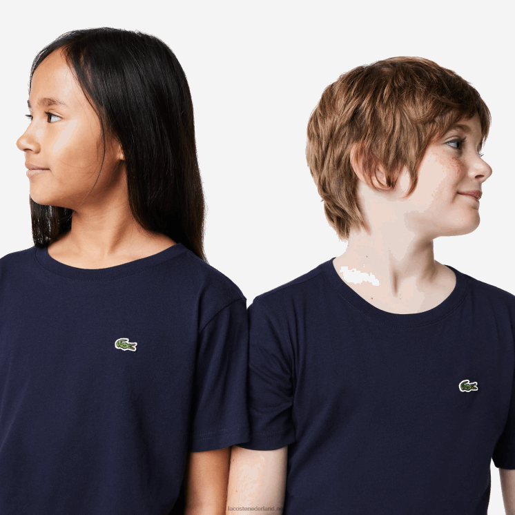 Lacoste T-shirt van katoenen jersey met ronde hals 0828H2998 marineblauw 166 kinderen