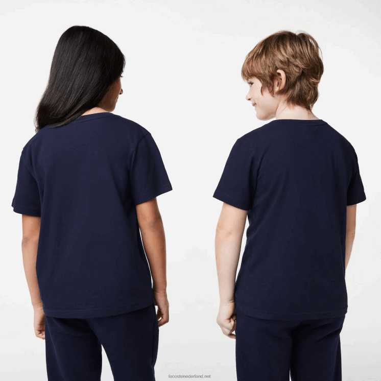 Lacoste T-shirt van katoenen jersey met ronde hals 0828H2998 marineblauw 166 kinderen