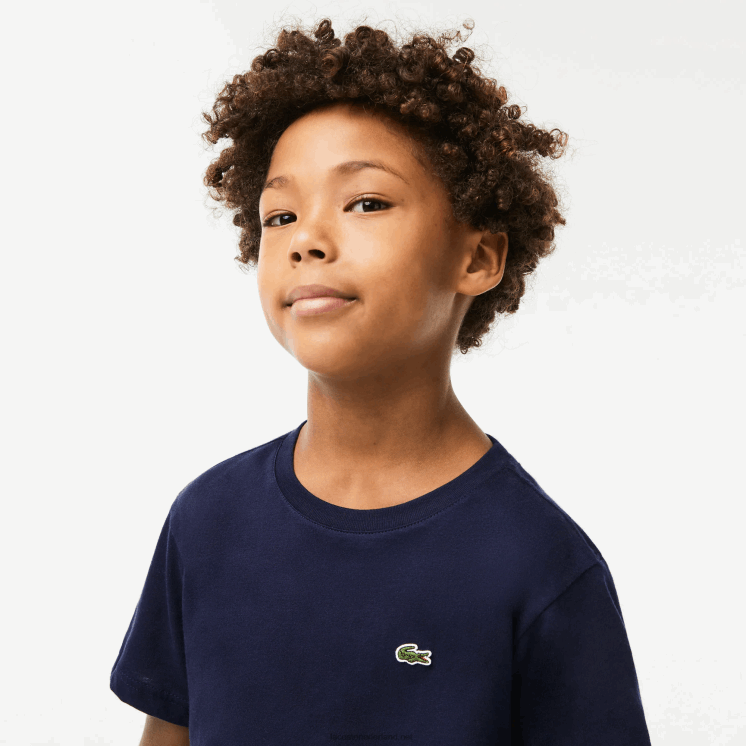 Lacoste T-shirt van katoenen jersey met ronde hals 0828H2998 marineblauw 166 kinderen