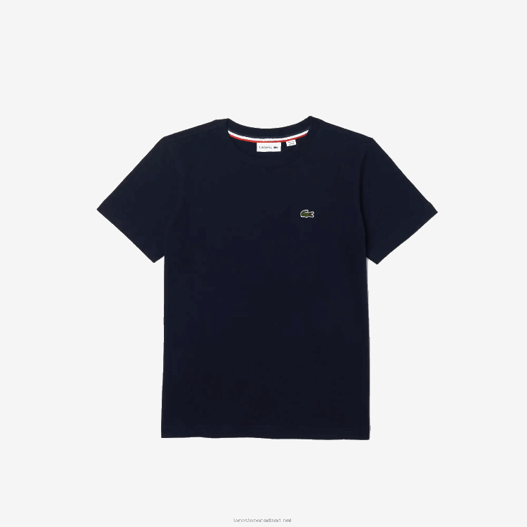 Lacoste T-shirt van katoenen jersey met ronde hals 0828H2998 marineblauw 166 kinderen