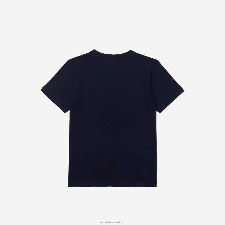 Lacoste T-shirt van katoenen jersey met ronde hals 0828H2998 marineblauw 166 kinderen