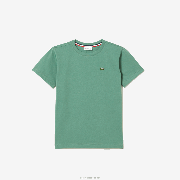 Lacoste T-shirt van katoenen jersey met ronde hals 0828H3003 kaki groen kx5 kinderen