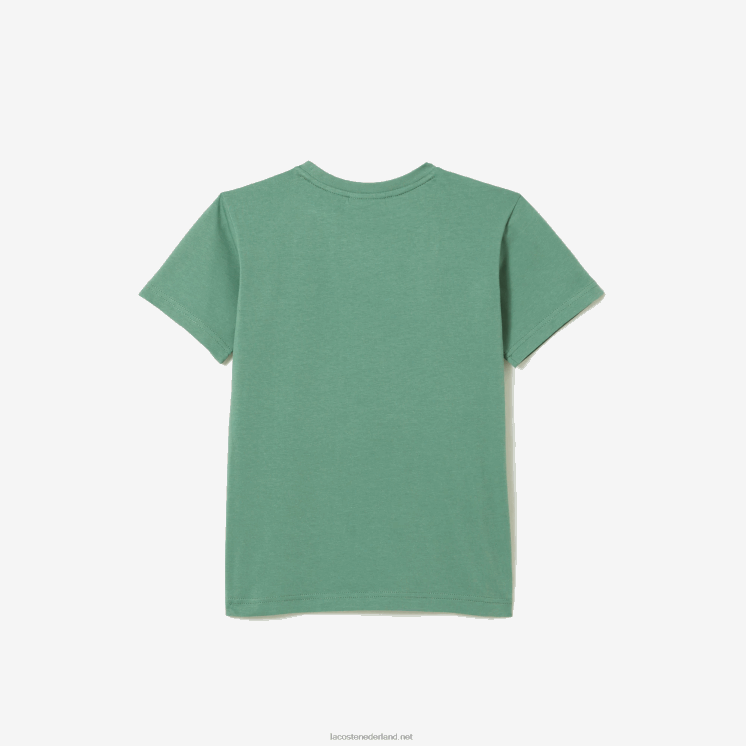 Lacoste T-shirt van katoenen jersey met ronde hals 0828H3003 kaki groen kx5 kinderen