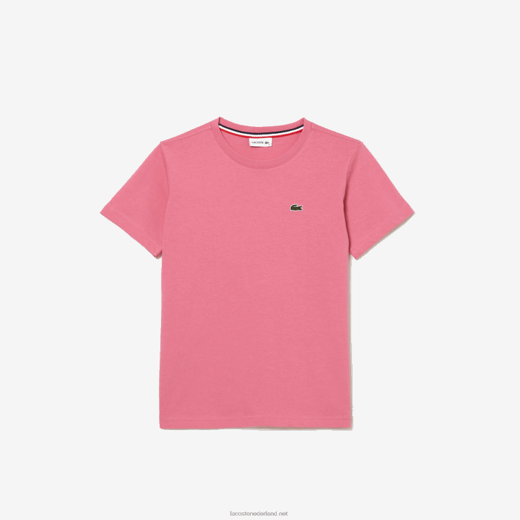 Lacoste T-shirt van katoenen jersey met ronde hals 0828H3011 roze 2r3 kinderen
