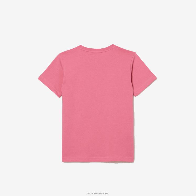 Lacoste T-shirt van katoenen jersey met ronde hals 0828H3011 roze 2r3 kinderen