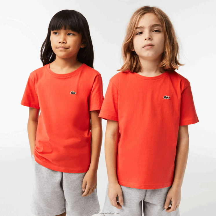 Lacoste T-shirt van katoenen jersey met ronde hals 0828H3022 oranje 02k kinderen