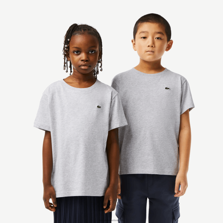 Lacoste T-shirt van katoenen jersey met ronde hals 0828H3125 grijze chine ca kinderen