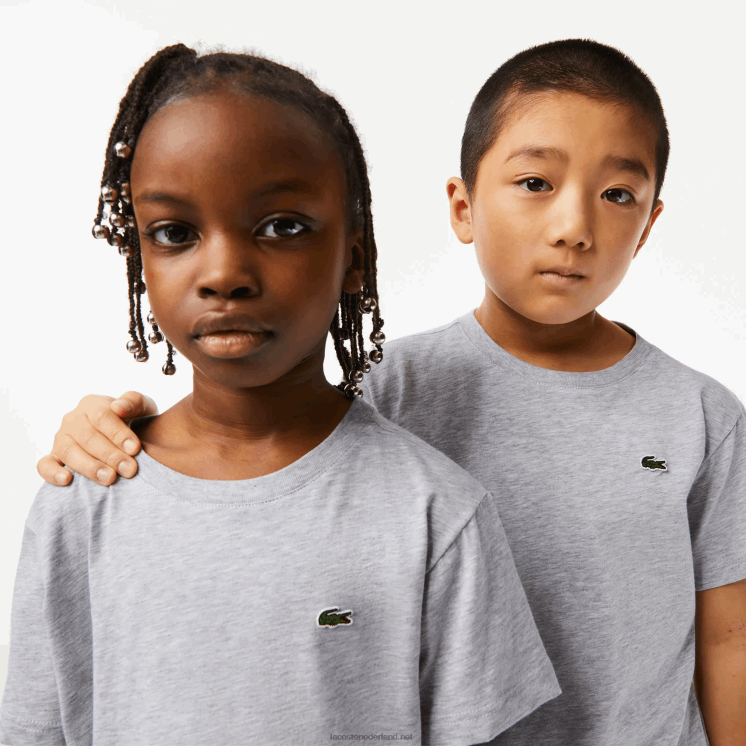 Lacoste T-shirt van katoenen jersey met ronde hals 0828H3125 grijze chine ca kinderen
