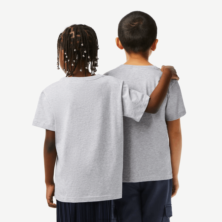 Lacoste T-shirt van katoenen jersey met ronde hals 0828H3125 grijze chine ca kinderen